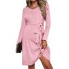 imageEkouaer Womens Maternity Dress Rib Knit Long Sleeve Pregnancy Dresses Crewneck Pregnant Clothes with BeltPink