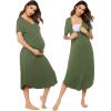 imageEkouaer Womens Maternity Nightgown for Hospital Pregnancy Long Nightgowns Nursing Night Gown for BreastfeedingArmy Green