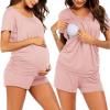 imageEkouaer Womens Maternity Nursing Pajamas Set Breastfeeding Sleepwear Double Layer Short Sleeve Top ampamp Shorts Pregnancy PJSB  Dirty Pink