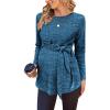 imageEkouaer Womens Maternity Shirts Long Sleeve Pregnancy Tops Casual Ribbed Knit Pregnant Blouses SXXLPeacock Blue