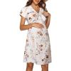 imageEkouaer Womens Nursing Dress Breastfeeding Short Sleeve Floral Maternity Dresses Casual Pregnancy Clothes SXXLKhaki Flowers