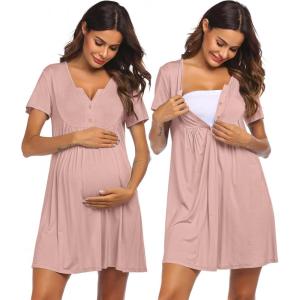 imageEkouaer Labor and Delivery Gown Nursing Nightgown Maternity Nightgowns for Hospital Short Breastfeeding Nightgown SXXLMisty Rose