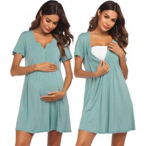 imageEkouaer Labor and Delivery Gown Nursing Nightgown Maternity Nightgowns for Hospital Short Breastfeeding Nightgown SXXLTurquoise