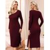 imageEkouaer Maternity Dress Rib Knit Long Sleeve Side Slit Bodycon Dresses Pregnancy Baby Shower Clothes SXXLA Long Sleeve Wine Red