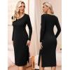 imageEkouaer Maternity Dress Rib Knit Long Sleeve Side Slit Bodycon Dresses Pregnancy Baby Shower Clothes SXXLLong Sleeve Black