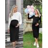 imageEkouaer Maternity Dress Rib Knit Long Sleeve Side Slit Bodycon Dresses Pregnancy Baby Shower Clothes SXXLLong Sleeve Black