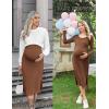 imageEkouaer Maternity Dress Rib Knit Long Sleeve Side Slit Bodycon Dresses Pregnancy Baby Shower Clothes SXXLLong Sleeve Brown