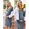 imageEkouaer Maternity Dress Rib Knit Long Sleeve Side Slit Bodycon Dresses Pregnancy Baby Shower Clothes SXXLLong Sleeve Dark Blue