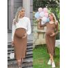 imageEkouaer Maternity Dress Rib Knit Long Sleeve Side Slit Bodycon Dresses Pregnancy Baby Shower Clothes SXXLLong Sleeve Khaki