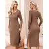 imageEkouaer Maternity Dress Rib Knit Long Sleeve Side Slit Bodycon Dresses Pregnancy Baby Shower Clothes SXXLLong Sleeve Khaki