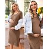 imageEkouaer Maternity Dress Rib Knit Long Sleeve Side Slit Bodycon Dresses Pregnancy Baby Shower Clothes SXXLLong Sleeve Khaki