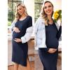 imageEkouaer Maternity Dress Rib Knit Long Sleeve Side Slit Bodycon Dresses Pregnancy Baby Shower Clothes SXXLLong Sleeve Navy Blue