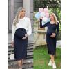 imageEkouaer Maternity Dress Rib Knit Long Sleeve Side Slit Bodycon Dresses Pregnancy Baby Shower Clothes SXXLLong Sleeve Navy Blue