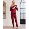 imageEkouaer Nursing Pajama Set Long Sleeve Maternity Sleepwear Labor Delivery Pjs Breastfeeding Thermal Underwear ClothesBlack Red Plaid