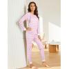 imageEkouaer Nursing Pajama Set Long Sleeve Maternity Sleepwear Labor Delivery Pjs Breastfeeding Thermal Underwear ClothesPink Stripe