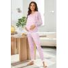 imageEkouaer Nursing Pajama Set Long Sleeve Maternity Sleepwear Labor Delivery Pjs Breastfeeding Thermal Underwear ClothesPink Stripe