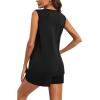 imageEkouaer Women Maternity Nursing Pajama Set Breastfeeding Sleepwear Double Layer Sleeveless Top ampamp Shorts Pregnancy PJSA01black