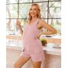imageEkouaer Women Maternity Nursing Pajama Set Breastfeeding Sleepwear Double Layer Sleeveless Top ampamp Shorts Pregnancy PJSA04pink
