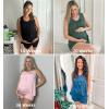 imageEkouaer Women Maternity Nursing Pajama Set Breastfeeding Sleepwear Double Layer Sleeveless Top ampamp Shorts Pregnancy PJSA05navy