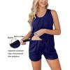 imageEkouaer Women Maternity Nursing Pajama Set Breastfeeding Sleepwear Double Layer Sleeveless Top ampamp Shorts Pregnancy PJSA08navy Blue