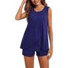 imageEkouaer Women Maternity Nursing Pajama Set Breastfeeding Sleepwear Double Layer Sleeveless Top ampamp Shorts Pregnancy PJSA08navy Blue