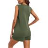 imageEkouaer Women Maternity Nursing Pajama Set Breastfeeding Sleepwear Double Layer Sleeveless Top ampamp Shorts Pregnancy PJSArmy Green