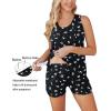 imageEkouaer Women Maternity Nursing Pajama Set Breastfeeding Sleepwear Double Layer Sleeveless Top ampamp Shorts Pregnancy PJSFloral Black