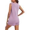 imageEkouaer Women Maternity Nursing Pajama Set Breastfeeding Sleepwear Double Layer Sleeveless Top ampamp Shorts Pregnancy PJSLight Purple