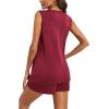 imageEkouaer Women Maternity Nursing Pajama Set Breastfeeding Sleepwear Double Layer Sleeveless Top ampamp Shorts Pregnancy PJSWine Red