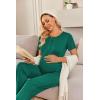 imageEkouaer Womens Maternity Nursing Pajamas Sets Breastfeeding Printed Sleepwear Short Sleeve 2 Pcs Henley Top and Pants SetDark Green