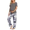 imageEkouaer Womens Maternity Nursing Pajamas Sets Breastfeeding Printed Sleepwear Short Sleeve 2 Pcs Henley Top and Pants SetGrey Floral Print