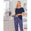 imageEkouaer Womens Maternity Nursing Pajamas Sets Breastfeeding Printed Sleepwear Short Sleeve 2 Pcs Henley Top and Pants SetNavy Blue Print