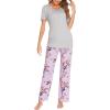 imageEkouaer Womens Maternity Nursing Pajamas Sets Breastfeeding Printed Sleepwear Short Sleeve 2 Pcs Henley Top and Pants SetPink Floral Print