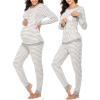 imageEkouaer Nursing Pajama Set Long Sleeve Maternity Sleepwear Labor Delivery Pjs Breastfeeding Thermal Underwear ClothesAsh Light Gray Stripe