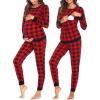 imageEkouaer Nursing Pajama Set Long Sleeve Maternity Sleepwear Labor Delivery Pjs Breastfeeding Thermal Underwear ClothesBlack Red Plaid