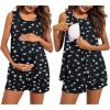 imageEkouaer Women Maternity Nursing Pajama Set Breastfeeding Sleepwear Double Layer Sleeveless Top ampamp Shorts Pregnancy PJSFloral Black