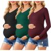 imageEkouaer Womens Maternity Shirts Long Sleeve 3 Packs Pregnancy VNeck Clothes Tunic Blouse Fall Tops for Mama SXXLBlackDark GreenMaroon