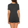 imageEkouaer Maternity Nursing Pajamas Set Short Sleeve Breastfeeding Sleepwear Double Layer Postpartum Top and Shorts SetAblack