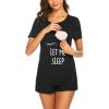 imageEkouaer Maternity Nursing Pajamas Set Short Sleeve Breastfeeding Sleepwear Double Layer Postpartum Top and Shorts SetAblack Sleep