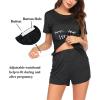 imageEkouaer Maternity Nursing Pajamas Set Short Sleeve Breastfeeding Sleepwear Double Layer Postpartum Top and Shorts SetAblack Sleep