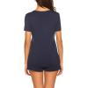 imageEkouaer Maternity Nursing Pajamas Set Short Sleeve Breastfeeding Sleepwear Double Layer Postpartum Top and Shorts SetAnavy Blue
