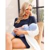 imageEkouaer Maternity Nursing Pajamas Set Short Sleeve Breastfeeding Sleepwear Double Layer Postpartum Top and Shorts SetAnavy Blue