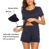 imageEkouaer Maternity Nursing Pajamas Set Short Sleeve Breastfeeding Sleepwear Double Layer Postpartum Top and Shorts SetAnavy Blue