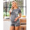 imageEkouaer Maternity Nursing Pajamas Set Short Sleeve Breastfeeding Sleepwear Double Layer Postpartum Top and Shorts SetAtie Dye 1