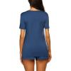 imageEkouaer Maternity Nursing Pajamas Set Short Sleeve Breastfeeding Sleepwear Double Layer Postpartum Top and Shorts SetBlue