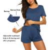 imageEkouaer Maternity Nursing Pajamas Set Short Sleeve Breastfeeding Sleepwear Double Layer Postpartum Top and Shorts SetBlue