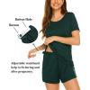 imageEkouaer Maternity Nursing Pajamas Set Short Sleeve Breastfeeding Sleepwear Double Layer Postpartum Top and Shorts SetDark Green