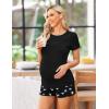 imageEkouaer Maternity Nursing Pajamas Set Short Sleeve Breastfeeding Sleepwear Double Layer Postpartum Top and Shorts SetFloral Black1