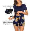 imageEkouaer Maternity Nursing Pajamas Set Short Sleeve Breastfeeding Sleepwear Double Layer Postpartum Top and Shorts SetFloral Blue