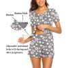 imageEkouaer Maternity Nursing Pajamas Set Short Sleeve Breastfeeding Sleepwear Double Layer Postpartum Top and Shorts SetFloral Gray1